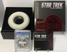 STAR TREK USS ENTERPRISE NCC-1701-D PCGSPR69DCAM One Ounce Silver Proof w OGP