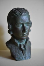 Bronze signed SCUDER Young man with catogan Ht. 18 cm