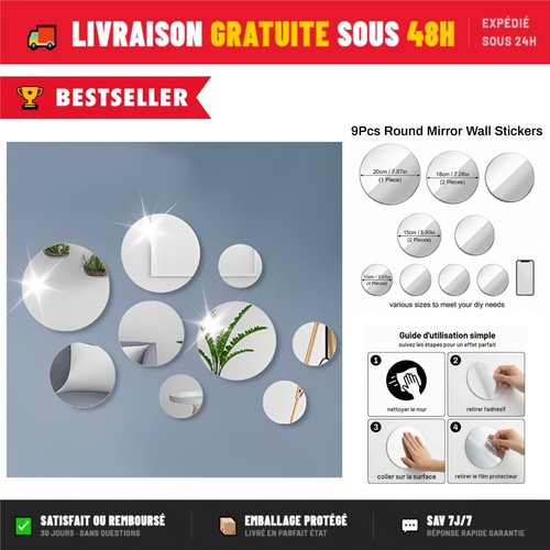 Stickers miroirs muraux - 9,
