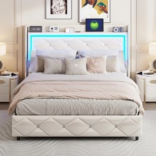 Lit Coffre Design Blanc LED