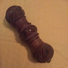 Detailed Antique Carved Sewing Needle Case Coquilla Nut or Horn Victorian Etui