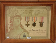 09/25 (REF448) Diploma and medal war 14/18 under frame FRENCH medal