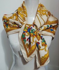 Vintage LONGCHAMP Paris Made in Italy Silk Scarf Rare