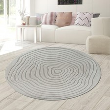 Tapis rond gris vagues 3D doux