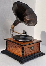 Phonographe gramophone HMV fonctionnel audio ancien, tourne-disques gagnant-u...