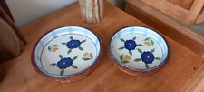 Porcelain and rattan flower ramekin duo with 2 different sizes