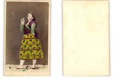 Woman in traditional cigarette outfit, regional costume, watercolor Vinta