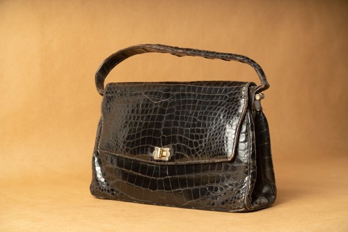 Sac main cuir croco noir - sac,