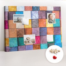 Décoratif Tableau d'affichage Tableau en liège 100x70 Cubes en bois