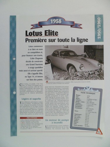Carte fiche auto lotus - auto,