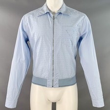 PRADA Taille M Veste Blouson En Coton Zippée Bleue Argentée À Clous