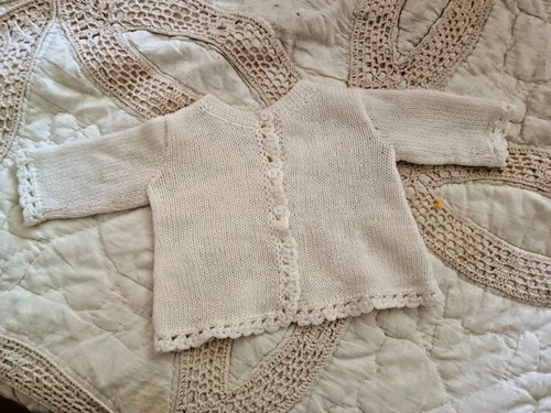 Gilet blanc tricoté main - gilet,