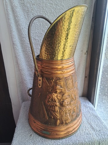 Vintage seau charbon cuivre - seau, à