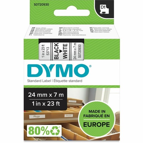 Ruban dymo noir sur blanc - noir,