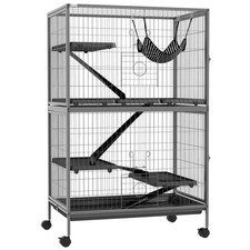 PawHut Small Animal Cages for Chinchilla Ferret Kitten on Wheels W/ Hammock Tray