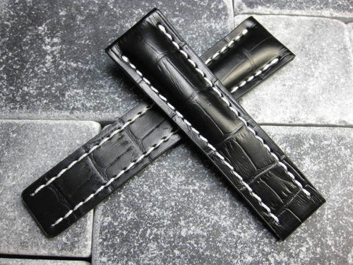 24mm bracelet cuir - noir, super