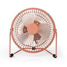 Mini Ventilateur de bureau en métal alim USB Diam 15 cm 3W 1 Vitesse Vieux Rose