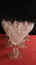Set of 6 Baccarat Crystal Water Glasses Diamond Bevel Model