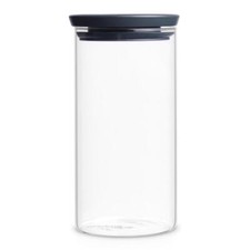 Brabantia Bocal en Verre Empilable avec Couvercle Gris Boîte Conservation  1,1 L