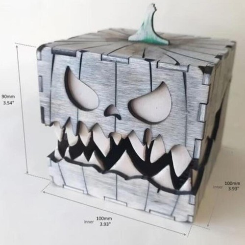 Boîte citrouilles bois - boîte, en