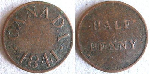 Bas canada half penny - penny, 1841