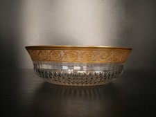 Grand plat coupe saladier centre de table cristal Saint Louis Thistle Or défaut