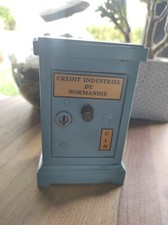 Vintage Blue Metal Piggy Bank Crédit Industriel de Normandie