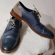 Aston Grey Cortez Blue Leather Oxfords w/ Brown Soles Men's Size 10 M