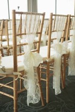 Chaise Housse Mariage Événement Décoration Dentelle Nœud Écharpe Divers Couleurs