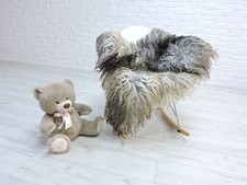 Véritable Islandais Grand Mouton Zone Tapis Rare Mongol Crème Gris Fur 168/1