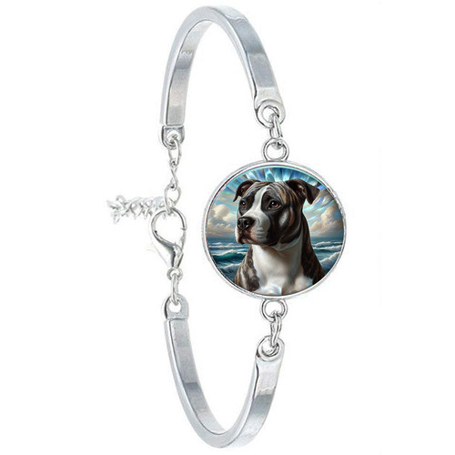 Bracelet cabochon acier chien - acier,