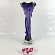 ➜MURANO STYLE BLOWN GLASS SOLIFLORA/TULIP VASE purple "Elephant's foot"