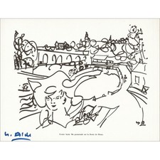 ALDE Yvette - Lithographie signée à l'encre "Route de Dinan" 27x21cm - 1961