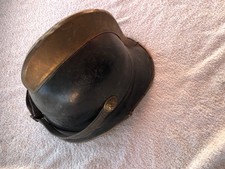 Rare magnifique Casque De Pompier Allemand Vers 1900 COMPLET CUIR Germany