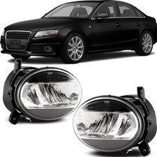 for 2009-2012 Audi A4 Q5 A6 LED Fog Lights Front Bumper Lamps Clear Lens Replace
