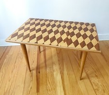 1950s inlay wooden coffee table