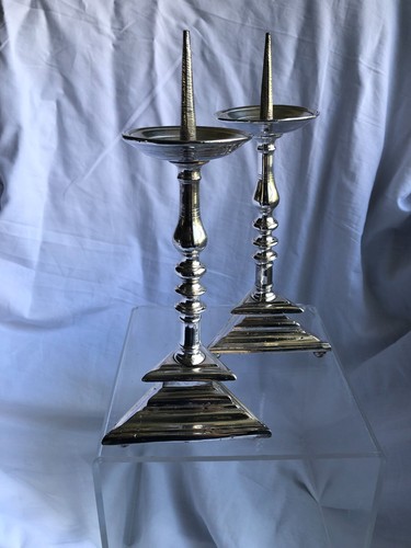 Paire bougeoirs piques - bougeoirs,
