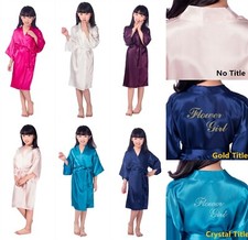 Personalized Flower Girls Child Kimono Robe Nightwear Wedding Dressing Gown 4-14