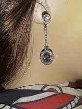 BOUCLES CLOUS D'OREILLE PENDANTES TOPAZES MYSTIQUES CZ GOLDFILLED OR BLANC BOU17