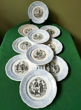 Digoin Sarreguemines Faïence ancienne 10 Assiettes XIX ème " Devinettes"