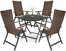 BRUBAKER Salon de Jardin Modena Ensemble Table Verre et Chaises Metal / Rattan