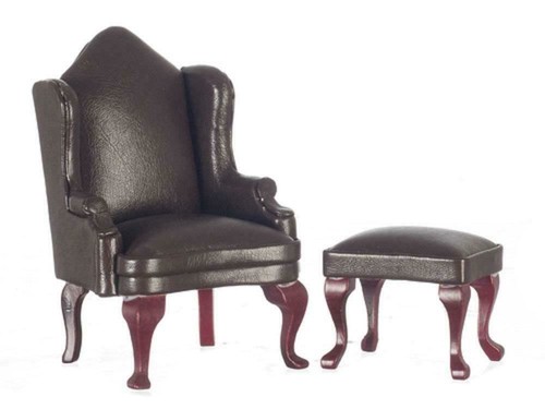 Fauteuil ailes cuir - fauteuil,