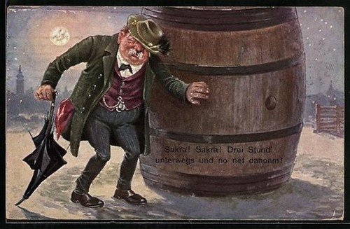 Carte postale homme - ivre, avec