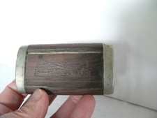antique Edwardian wooden and metal snuffbox plow and beef decor