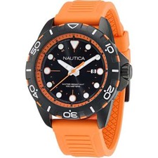 Montre Homme NAUTICA NSR NAPNRS405 Silicone Orange Noir Sub 100mt