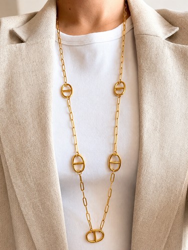 Collier sautoir maille - maille, marine