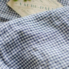 Lin lavé Elise Petit Vichy Azur [au demi-mètre]