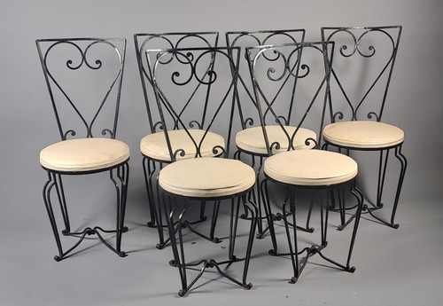 Suite six chaises fer - de, en