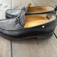 $870 Bally Nolam Black Leather Dress Shoe Chunky Sole Loafer B Buckle Mens US 10