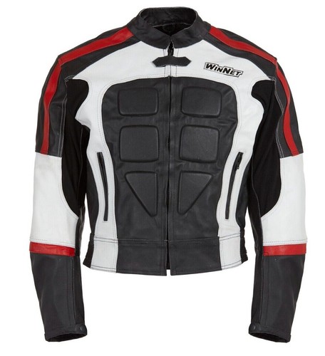 Veste moto cuir rouge - en,